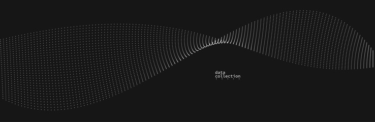 Dark grey airy particles flow vector design, abstract background with wave of flowing dots array, digital futuristic illustration, nano technology theme.