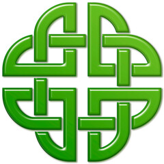 Celtic knot symbol, Irish green. Symbol made with Celtic knots to use in designs for St. Patrick's Day.
