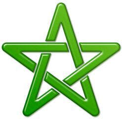 Celtic symbol, star, Irish green. Symbol made with Celtic knots to use in designs for St. Patrick's Day.