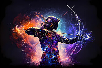 Sagittarius magical zodiac sign astrology. Generative ai design.