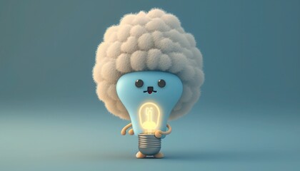 Cartoon light bulb, generative ai