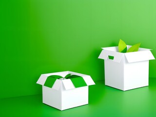 white boxes with green background