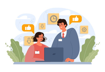 Positive thinking and optimism concept set. Employee motivation