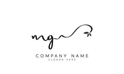 Handwriting letter mg logo design on white background.	