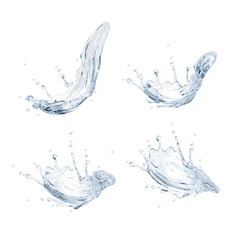 Set of pure water splashes. 3d illustration - 578294573