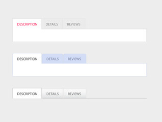 Tabs menu bar web ui interface template element design vector set, navigation buttons simple with gray border modern graphics illustration