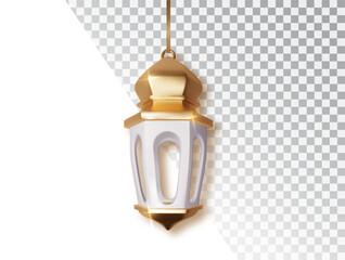 Ramadan lantern decorations. Realistic Islamic object collection isolated. Arabic shining lamp