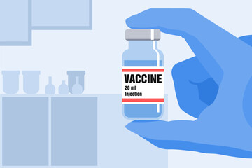 Vaccine bottle in laboratory