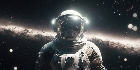 Fototapeta na wymiar Portrait of astronaut floating in space. Generative AI.