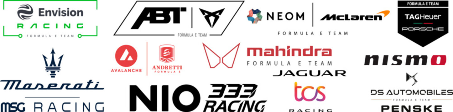 Formula E season 2023. TAG Heuer Porsche Formula E Team, Envision Racing, Avalanche Andretti Formula E, NEOM McLaren Formula E Team, Jaguar TCS Racing, DS Penske, Mahindra. Kyiv, Ukr - Mar 6, 2023