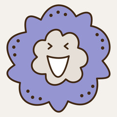 Smiling flower, abstract personage, mascot design, funny face, cute icon.