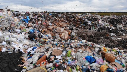 Large landfill near the metropolis in autumn.