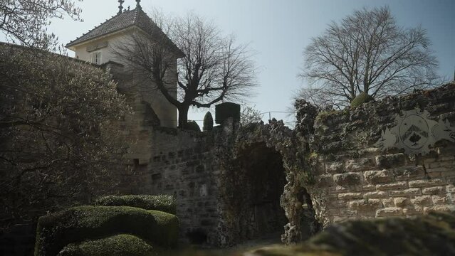 Beautiful courtyard in castle like back yard (4k 30p Slowmotion)