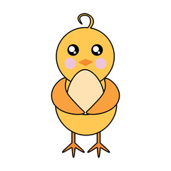 Chicken holding an egg