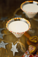 Sweet cookie martini cocktail. Martini alcoholic cocktail or non-alcoholic mocktail. Martinis.