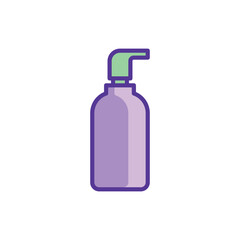 Bath and shower treatments: bottle with dispenser and plastic tube. Shower gel, liquid soap. Thin line icon. Modern vector illustration for beauty shop.