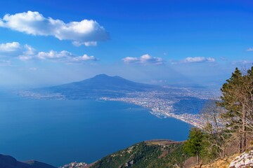 Naklejka na ściany i meble Volcano Mount Vesuvius view , Naples, Campania Italy