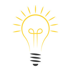 Light idea bulb, icon lamp lightbulb, electric solution glow think