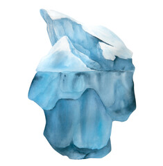 watercolor illustration of iceberg isolated on white background