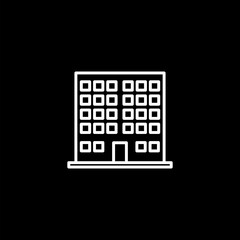 School building icon isolated on black background. 