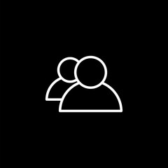 Person icon image. Person icon symbol isolated on black background. 