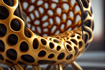 modern organic armchair, spherical style, camera side left, close up, dof, hyper details, copy space