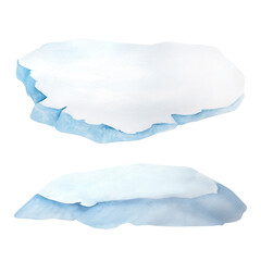 watercolor illustration of ice floes isolated on white background