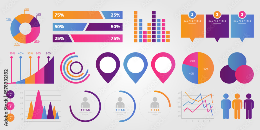Poster infographic elements diagram collection in a flat design