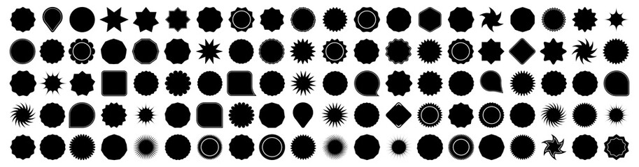 Blank black sticker shape collection. Set of different black label