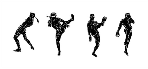 muay thai boxing fighter icon logo silhouette