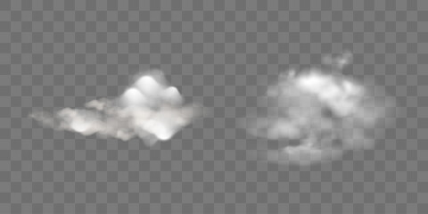 Realistic cloud collection on a transparent background. Smoke cloud