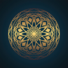 Luxury ornamental mandala design background in gold color vector