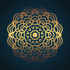 Luxury ornamental mandala design background in gold color vector