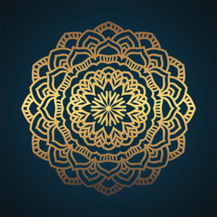 Luxury ornamental mandala design background in gold color vector