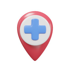 hospital location pin icon 3D illustration medical assets