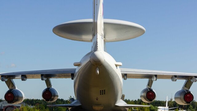 Soviet and Russian airborne early warning and control aircraft A-50 (according to NATO - Mainstay). Static parking lot Zhukovsky, Russia - August 16, 2011 Zhukovsky, Russia - August 10, 2012
