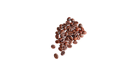 Coffee grains on a transparent background, top view,  PNG