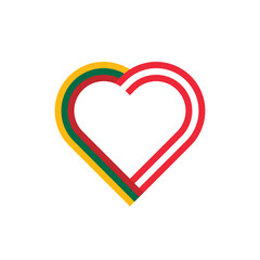 unity concept. heart ribbon icon of lithuania and austria flags. PNG