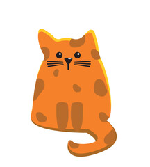 Red cartoon cat. Cute red cat. Cute ginger cat. Vector cartoon flat illustration. Funny playful kitten isolated on a white background.
