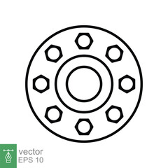 Round flange line icon. Simple outline style for web and app. Vector illustration isolated on white background. EPS 10.