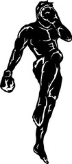 Fototapeta na wymiar muay thai boxing fighter icon logo silhouette