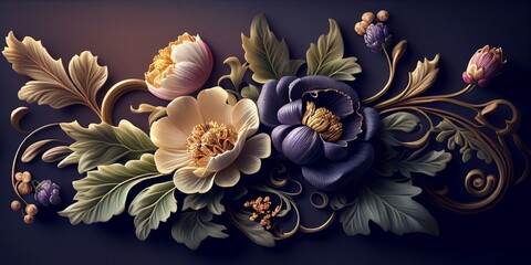 Hintergrund Druck Motiv mit sch&ouml;ner Blumen Dekoration 3D Grafik, ai generativ