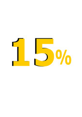 yellow inscription on the transparent background - 15% - Sales