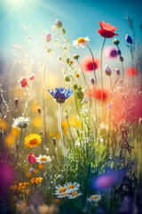 Beautiful wildflower meadow. Generative AI. - 578306963