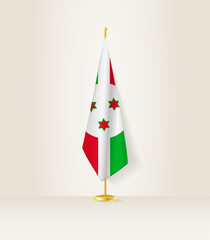 Burundi flag on a flag stand.