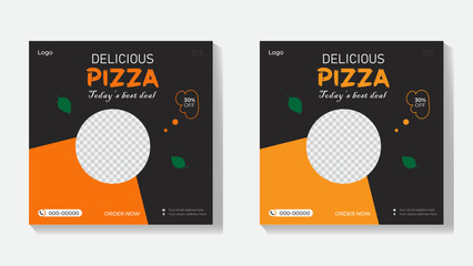 Food banner social media post template ads.  Editable social media templates for promotions. Layout design for marketing on social media. pizza social media post