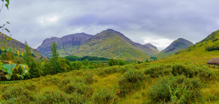 Panoramic view of the landscape of Glencoe valley