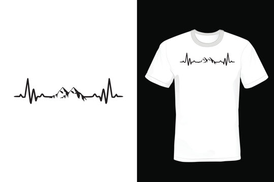 Mountain T shirt design, vintage, hearbeat
