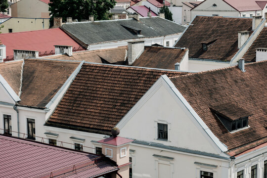 Vintage multi colored clay tiled roof.