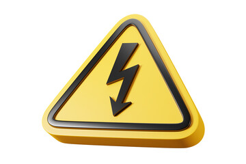 High voltage sign in yellow triagle, symbol warning danger